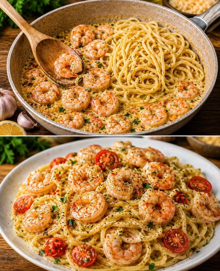 Garnelen Knoblauch Spaghetti