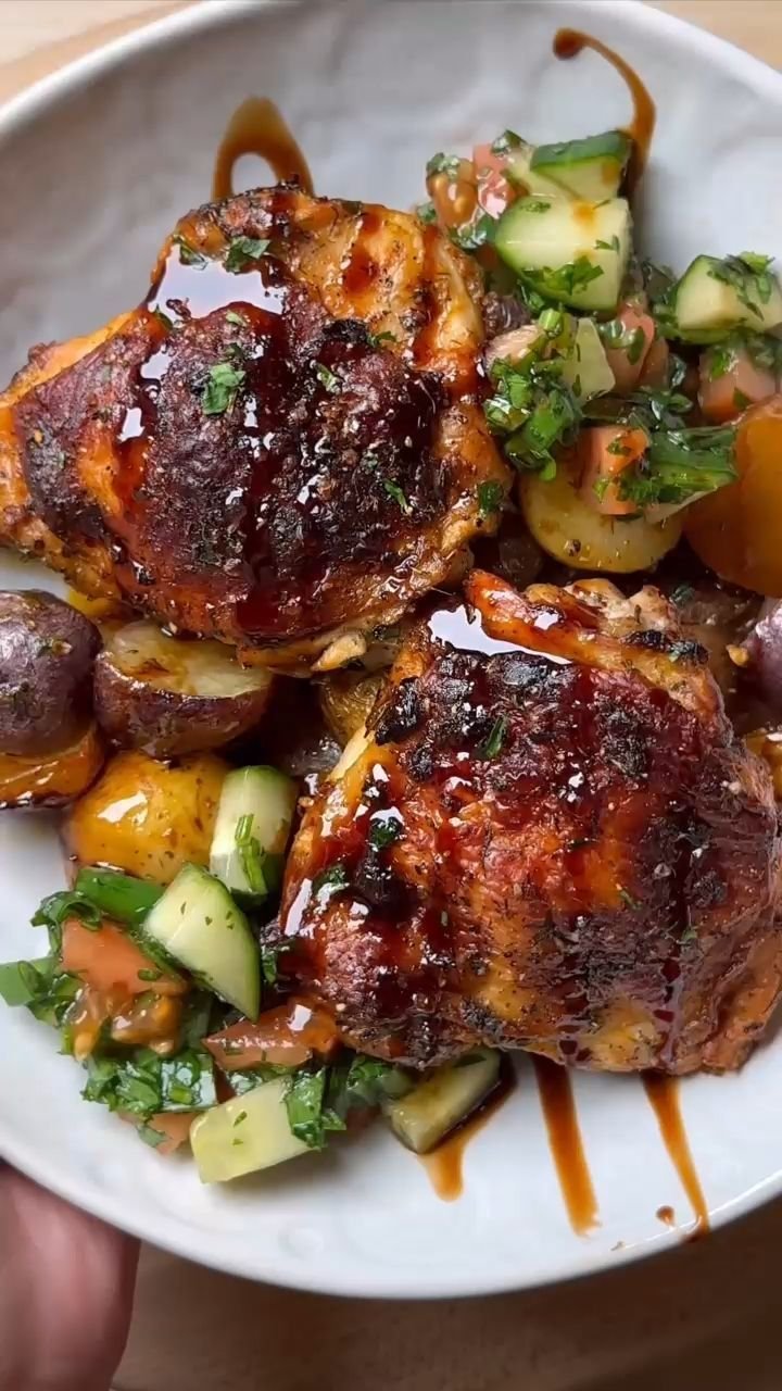"Savoury Herb Roasted Chicken and Crispy Potato Medley Recipe 🍗🥔🌿"