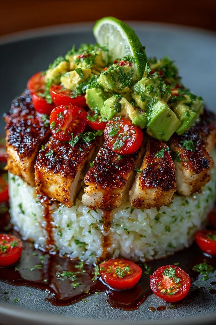 Honey Lime Chicken & Avocado Rice Stack (Easy 25-Minute Dinner)