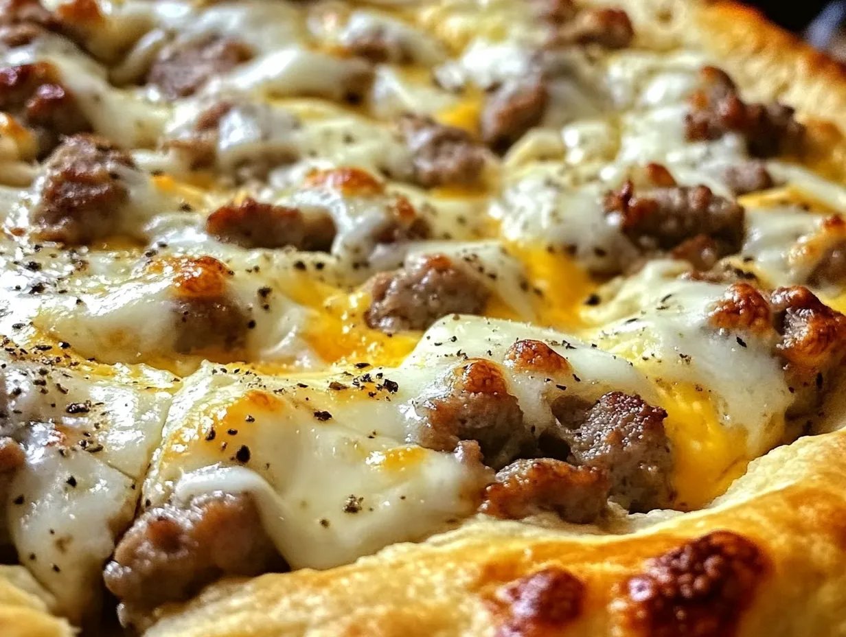 Biscuits and Sausage Gravy Breakfast Pizza