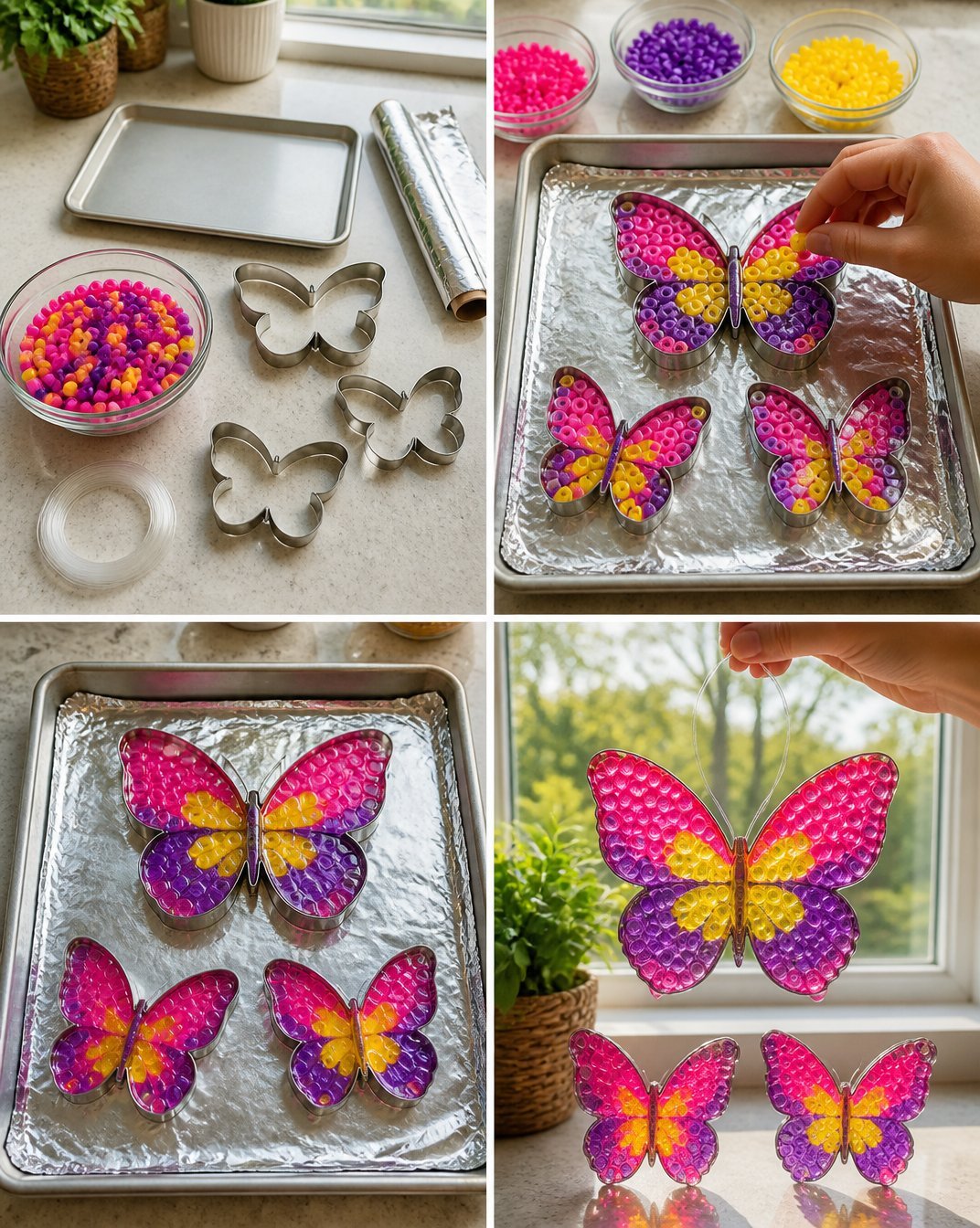 Pony Bead Butterfly Suncatchers