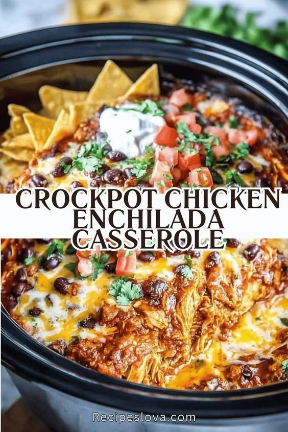 Crockpot Chicken Enchilada Casserole