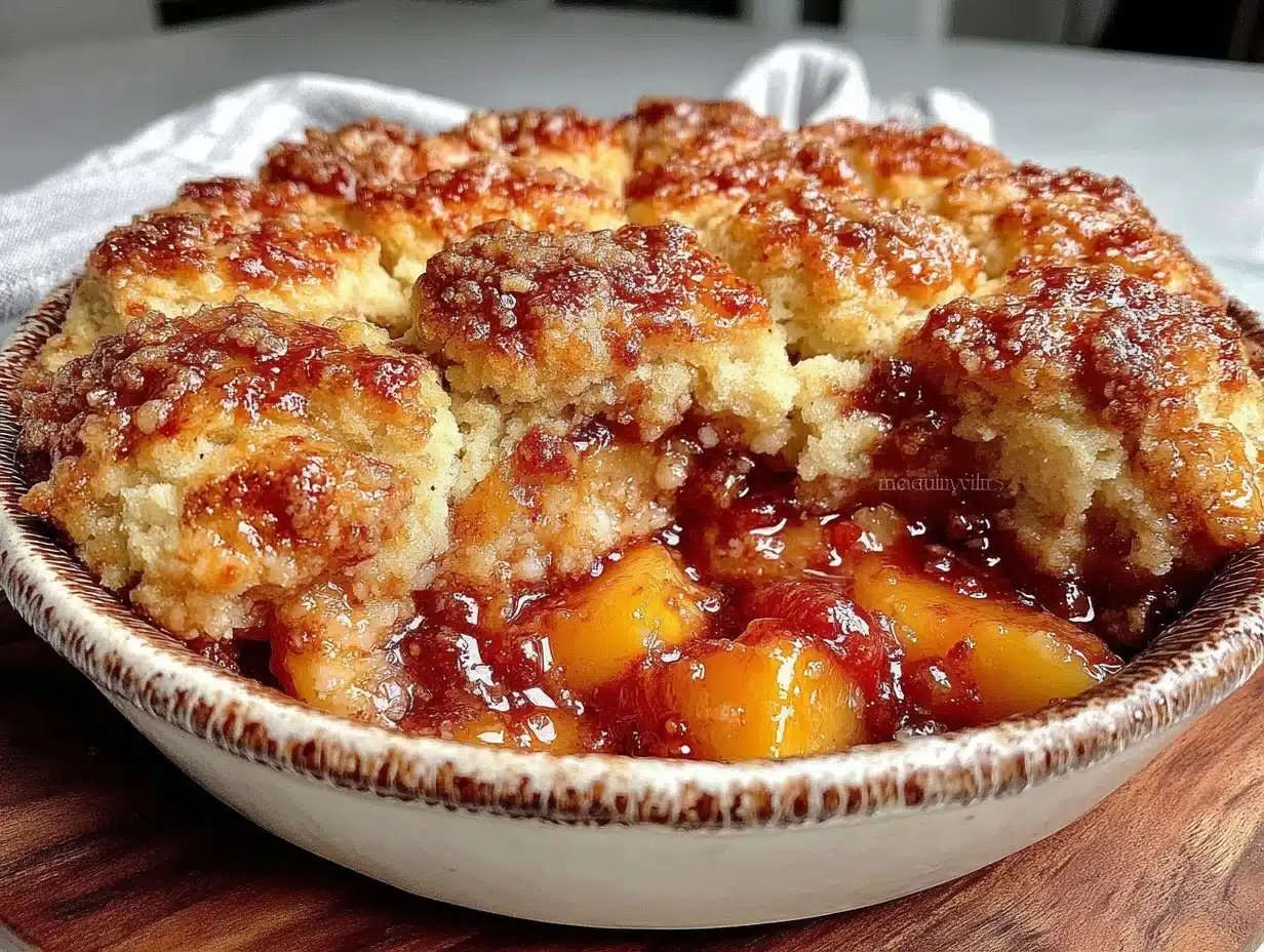Easy Fresh Peach Cobbler Recipe with Brown Sugar Biscuit Topping