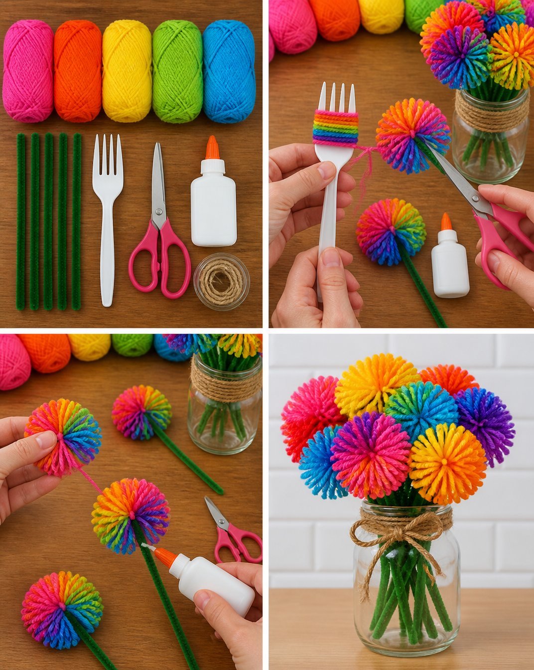 Rainbow Wool Flowers Embrace Light 19 Rainbow Wool Flowers