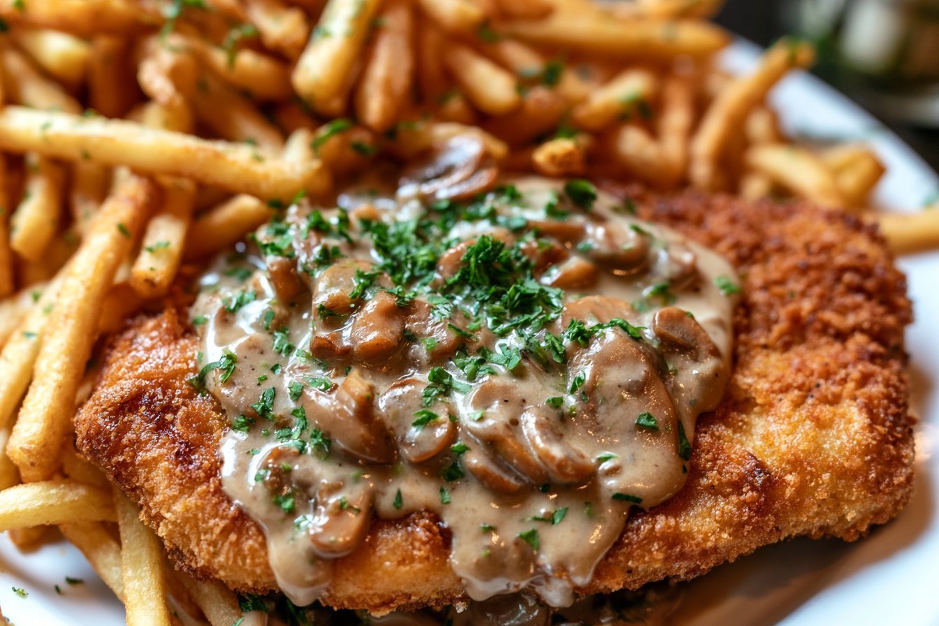 Crispy Jägerschnitzel With Mushroom Sauce