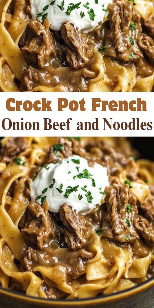 Crock Pot French Onion Beef and Noodles with Rich Savory Comfort Flavor