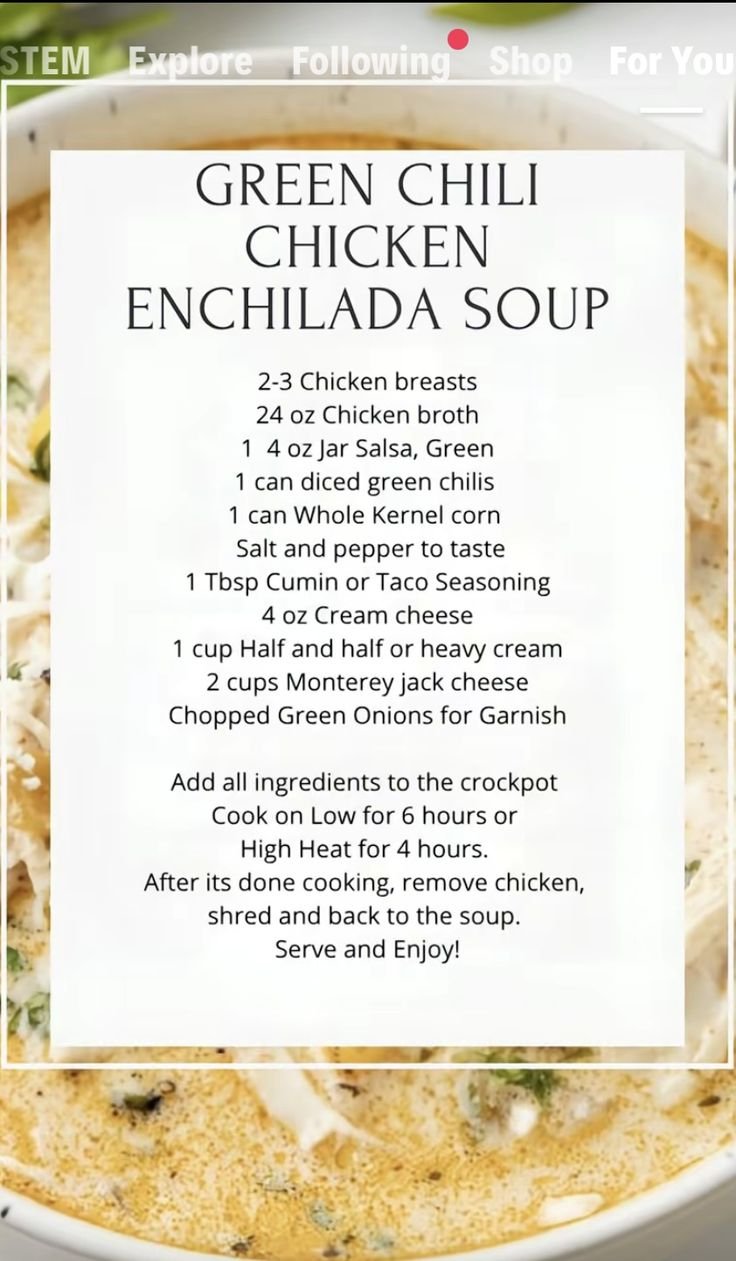 Green Chili Chicken Enchilada Soup