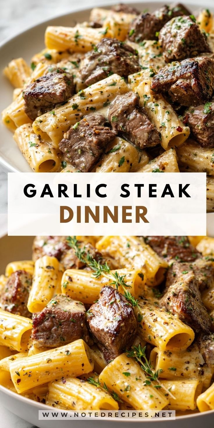 Creamy Garlic Butter Steak Pasta