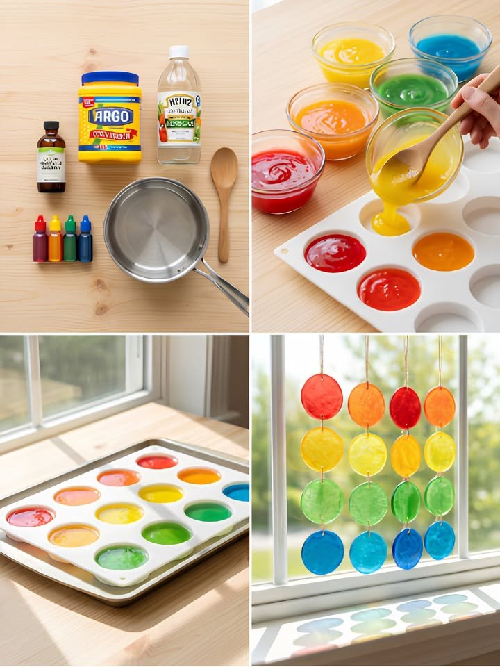 Rainbow Cornstarch Bioplastic Suncatchers (Eco-Friendly DIY Craft)