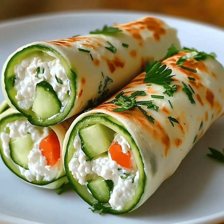 Cucumber Cottage Cheese Wraps