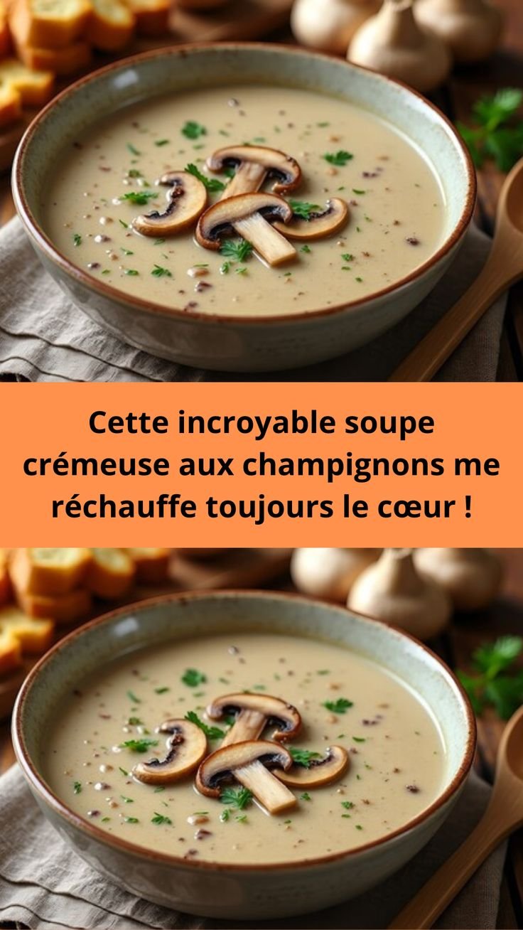 Cette incroyable soupe crémeuse aux champignons me réchauffe toujours le cœur !