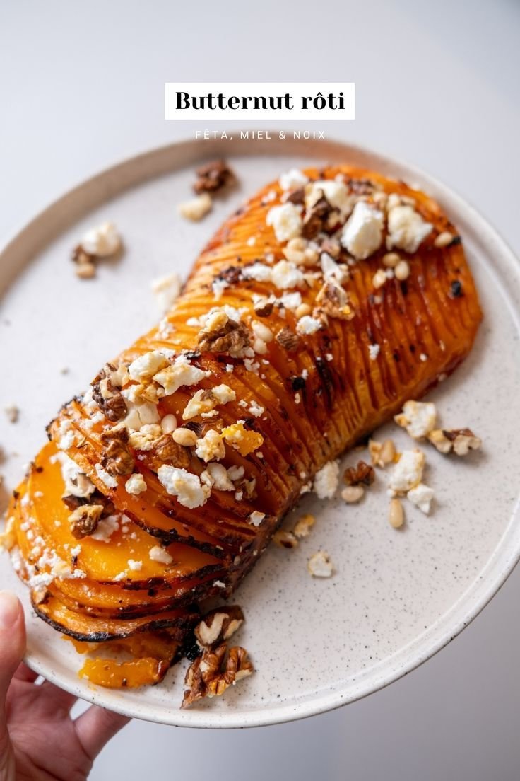 Butternut rôti feta, miel et noix