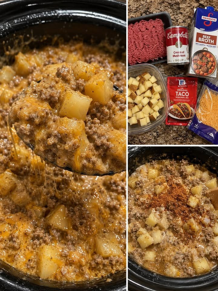 Crockpot Creamy Beef and Potato Taco Bowls