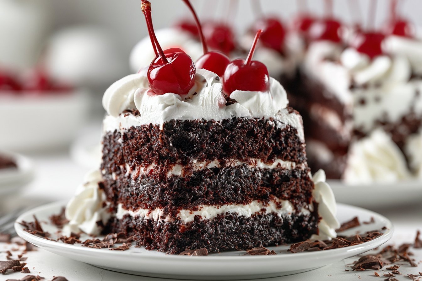 Creamy Black Forest Cake With Cherries