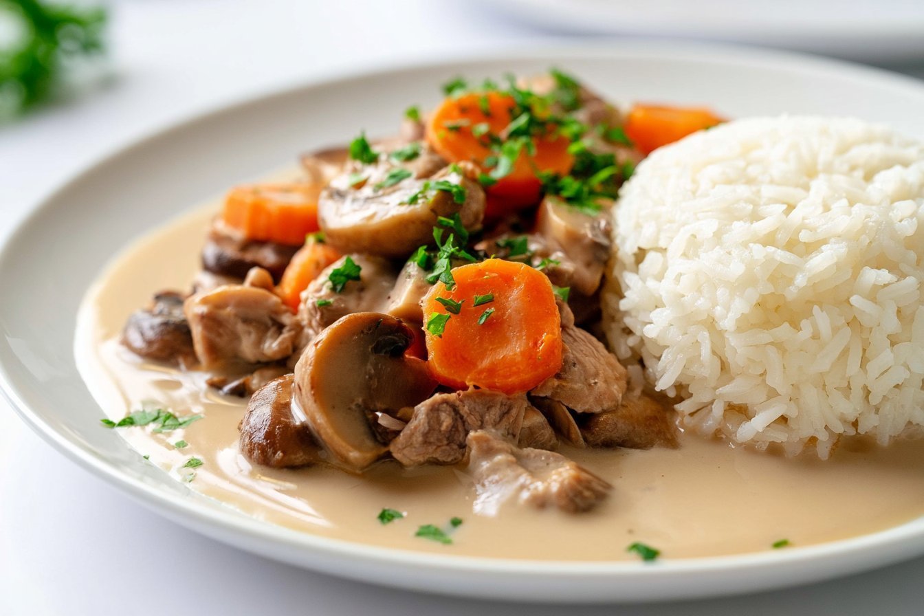Creamy Veal Blanquette with Mushrooms