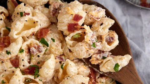 Creamy Bacon Cheddar Ranch Pasta Salad