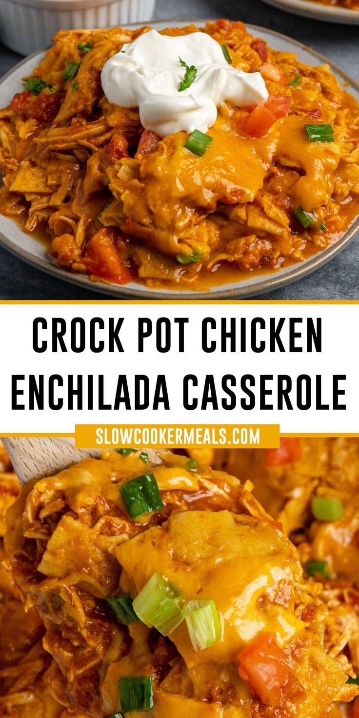 Crock Pot Chicken Enchilada Casserole