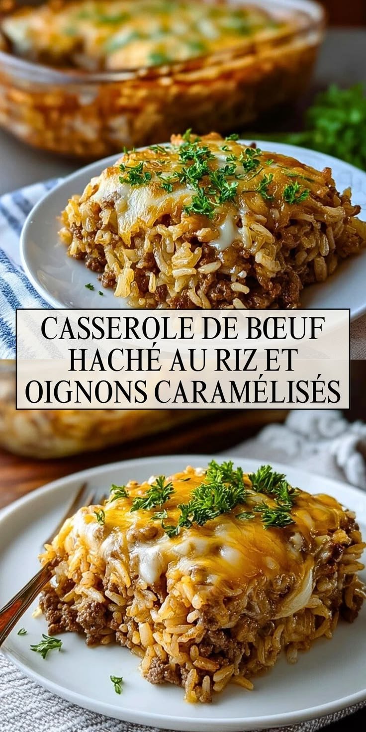 Casserole De Bœuf Haché Au Riz Et Oignons Caramélisés