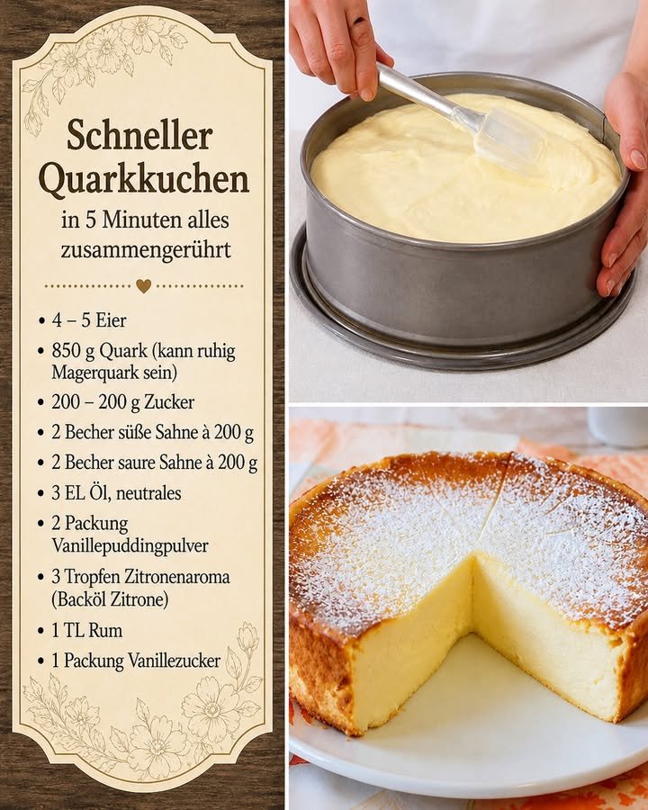 Bester Quarkkuchen ohne Boden