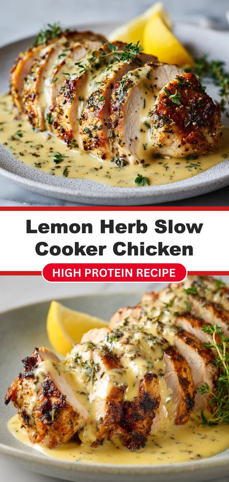 Slow Cooker Lemon Herb Chicken | Family-Friendly High Protein