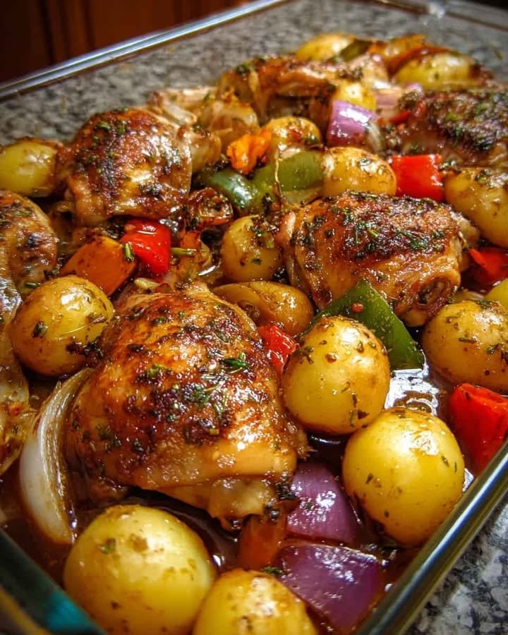 Oven-Baked Chicken with Potatoes & Peppers