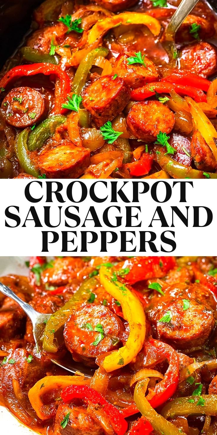 Tasty Crockpot Sausage And Peppers
