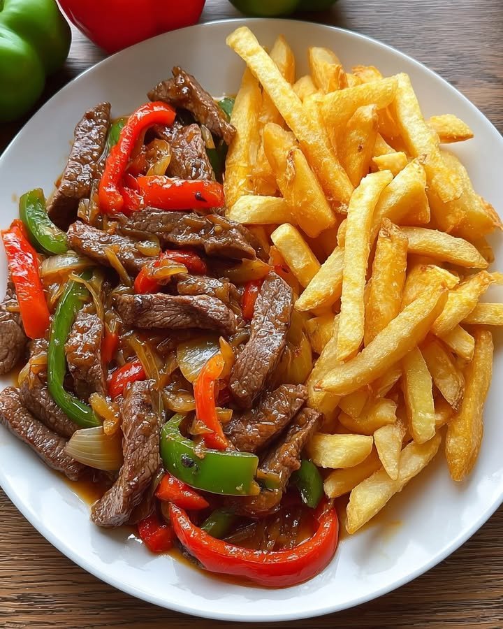 Pepper Steak Stir-Fry with Crispy French Fries