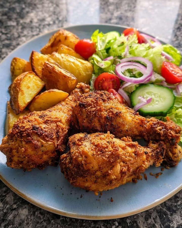 Crispy Fried Chicken with Roasted Potatoes & Garden Salad