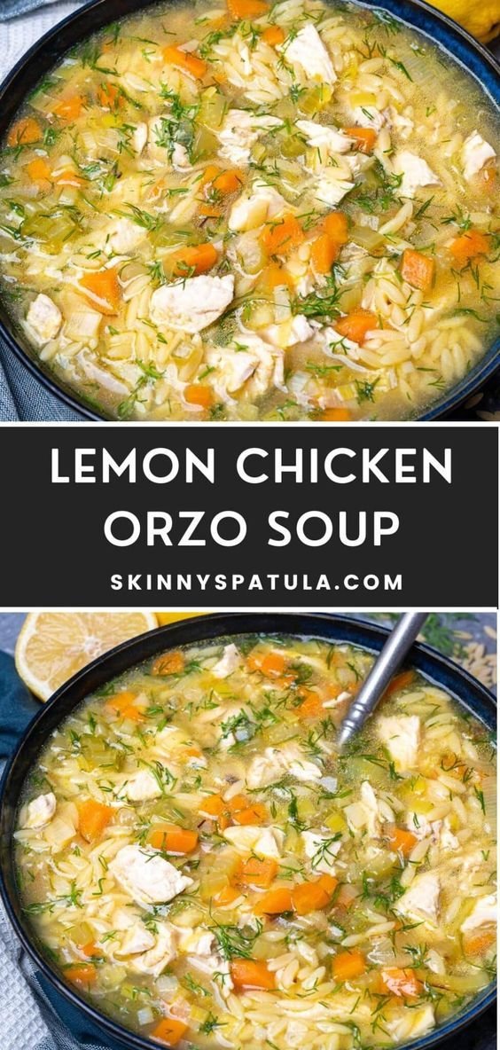 Lemon Chicken Orzo Soup – Skinny Spatula
