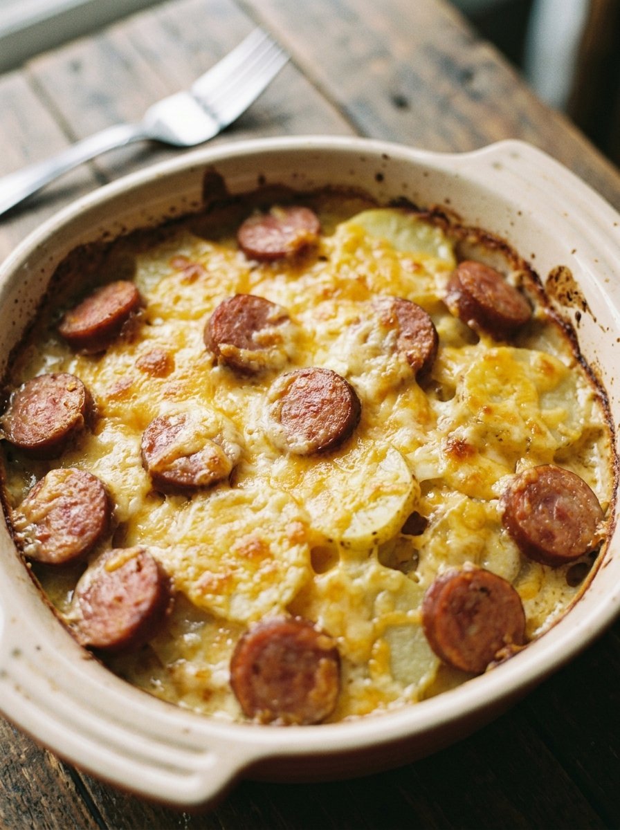 Kielbasa and Cheesy Potato Casserole