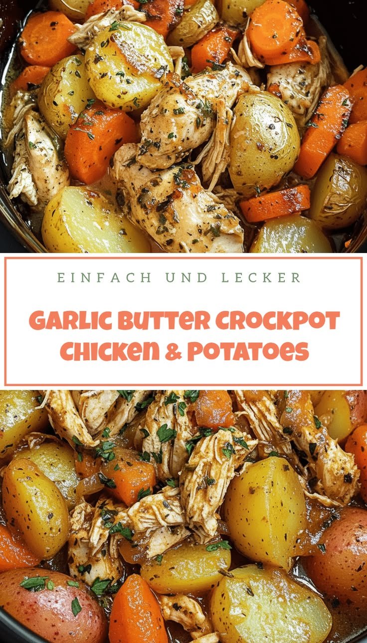 Garlic Butter Crockpot Chicken with Potatoes and Carrots
