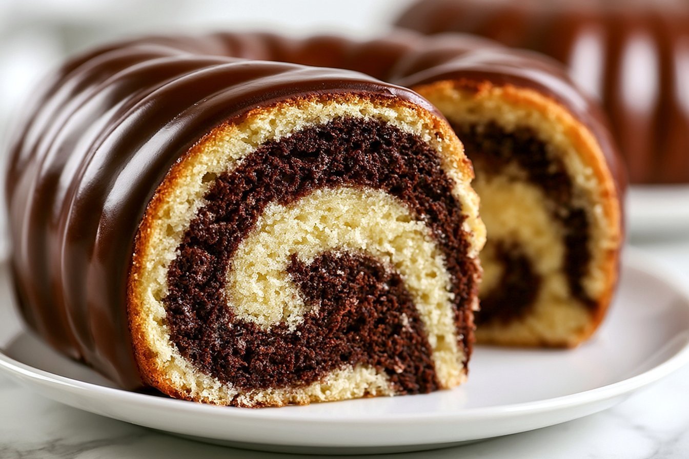 Classic German Marble Cake With Chocolate Glaze