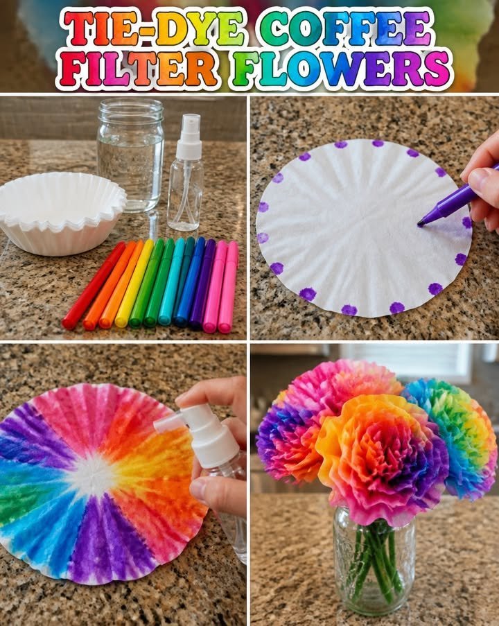 Tie-Dye Coffee Filter Flowers Become Calming 4 Tie-Dye Coffee Filter Flowers