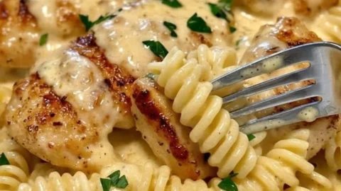 Creamy Garlic Butter Chicken & Rotini in Parmesan Sauce