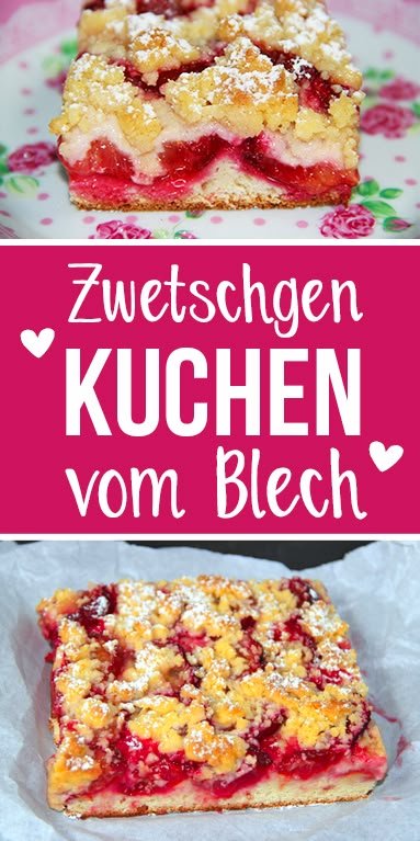 Zwetschgenkuchen mit Hefeteig und Streuseln vom Blech. Super fruchtig. Thermomix Rezept.