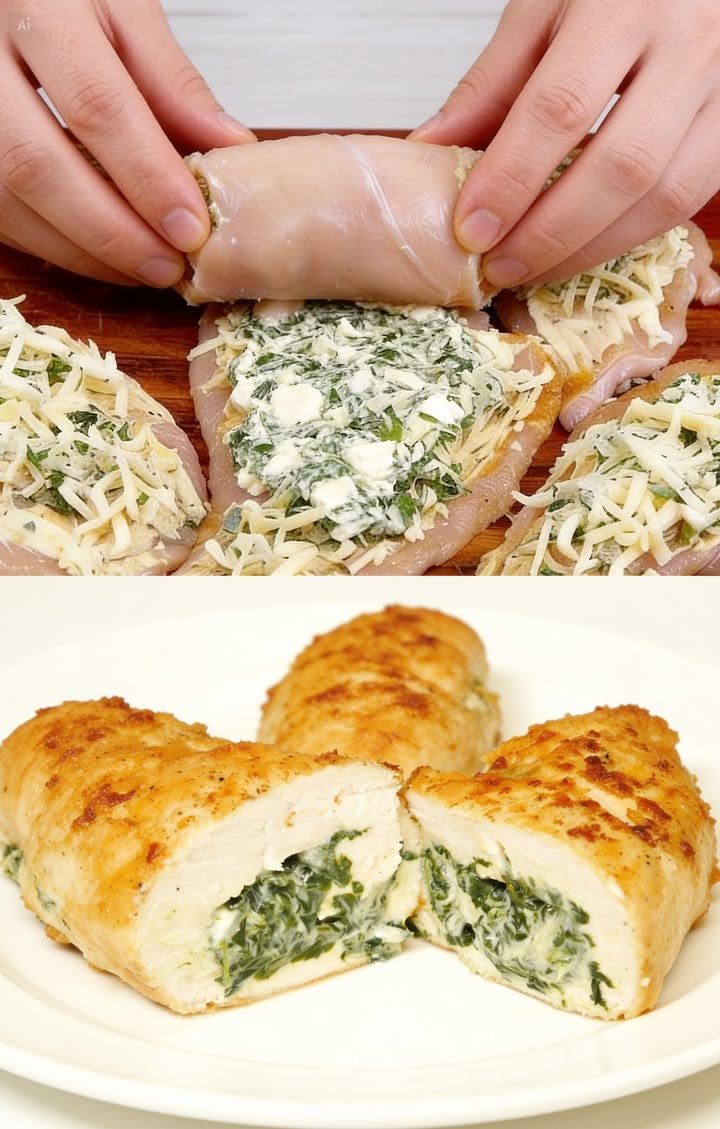 Spinat-Hähnchenrollen