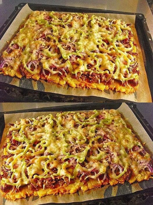 Kartoffelpizza mit Hackfleisch ohne Hefeteig