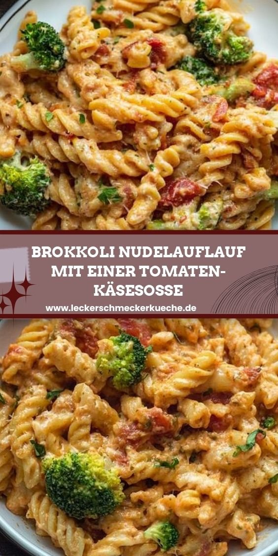 Brokkoli Nudelauflauf mit einer Tomaten-Käsesoße