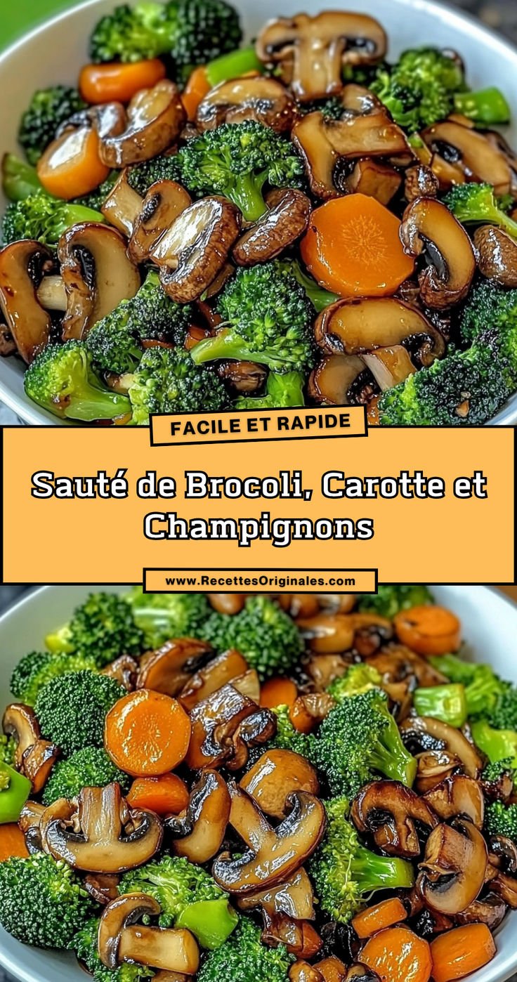 Sauté de Brocoli Carotte Champignons Facile & Rapide - Recette Végétarienne
