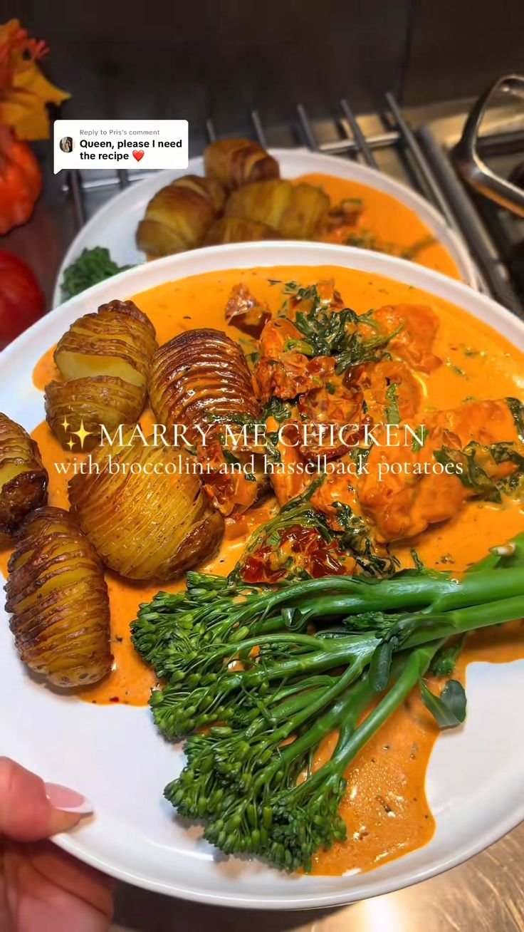Creamy "Marry Me" Chicken with Roasted Hasselback Potatoes