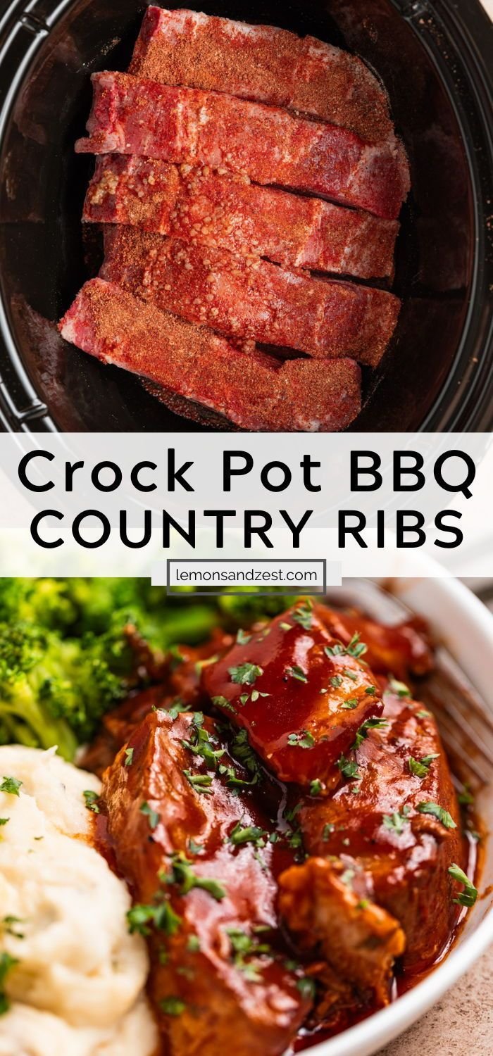 Easy Crock Pot Boneless Country Style BBQ Pork Ribs | Lemons + Zest