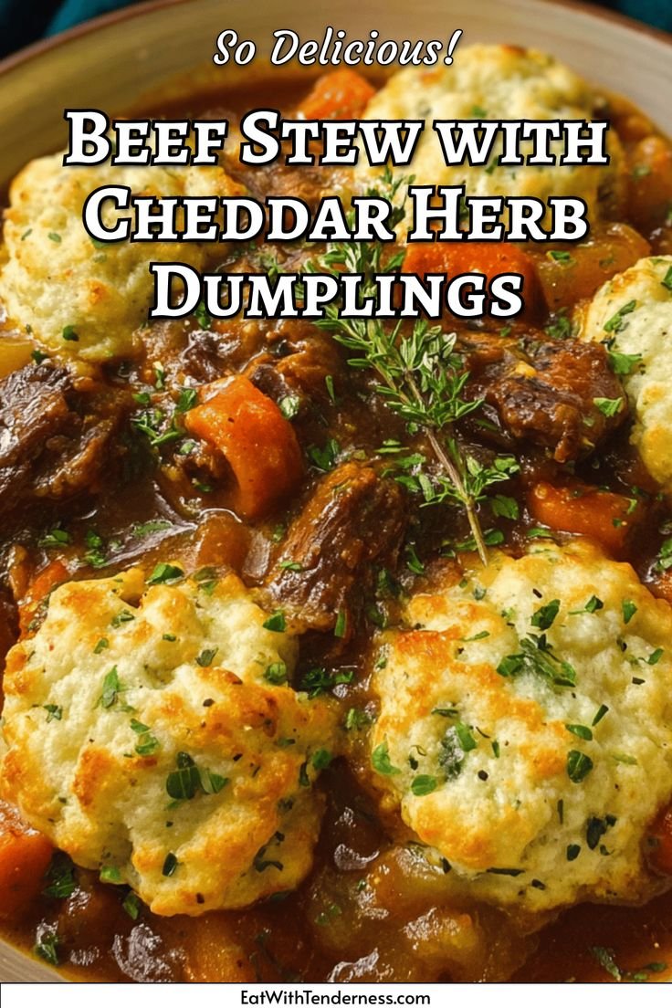 Hearty Beef Stew with Cheddar Herb Dumplings You’ll Want to Make Again and Again