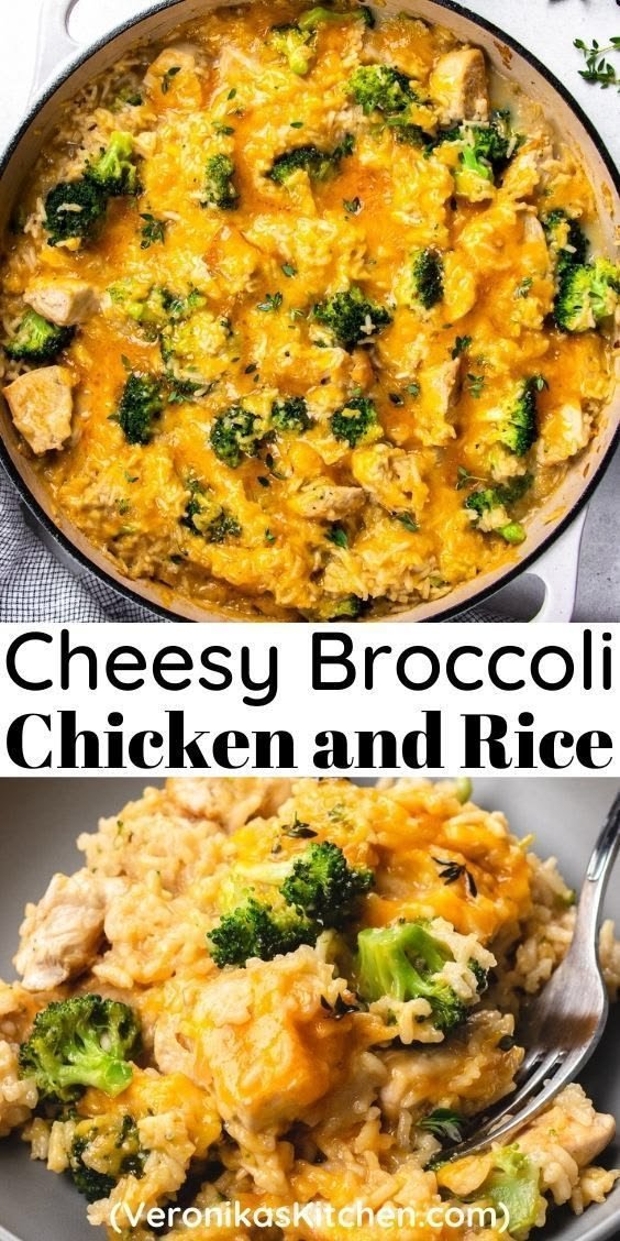 Cheesy Broccoli Chicken and Rice Casserole | Veronika's Kitchen