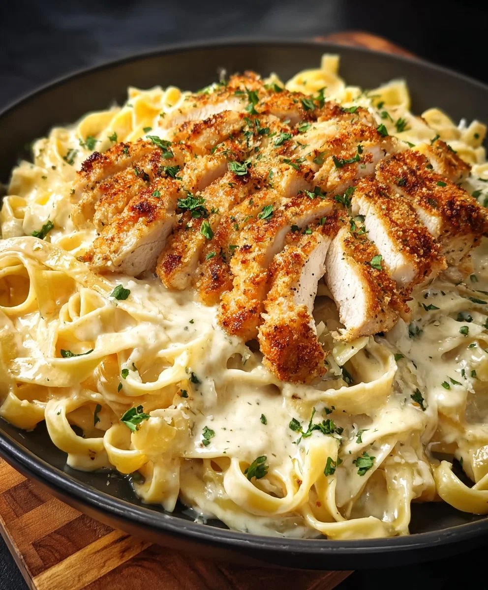 Crispy Chicken Fettuccine Alfredo
