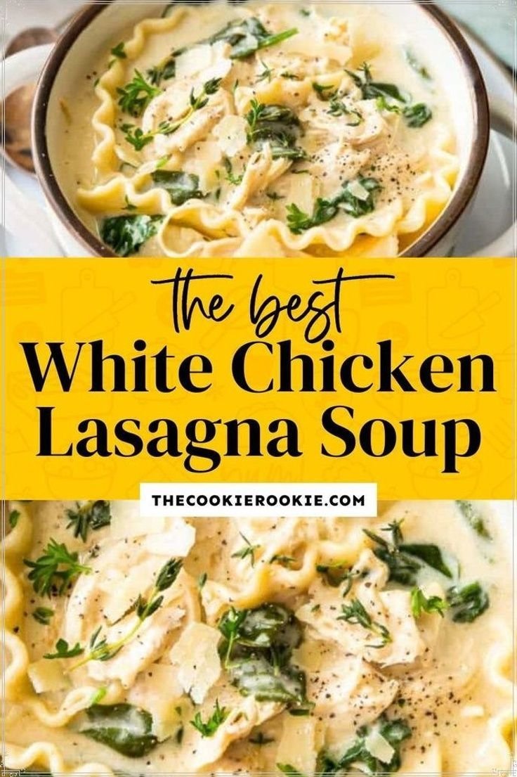 The Best Easy White Chicken Lasagna Soup Recipe - The Cookie Rookie