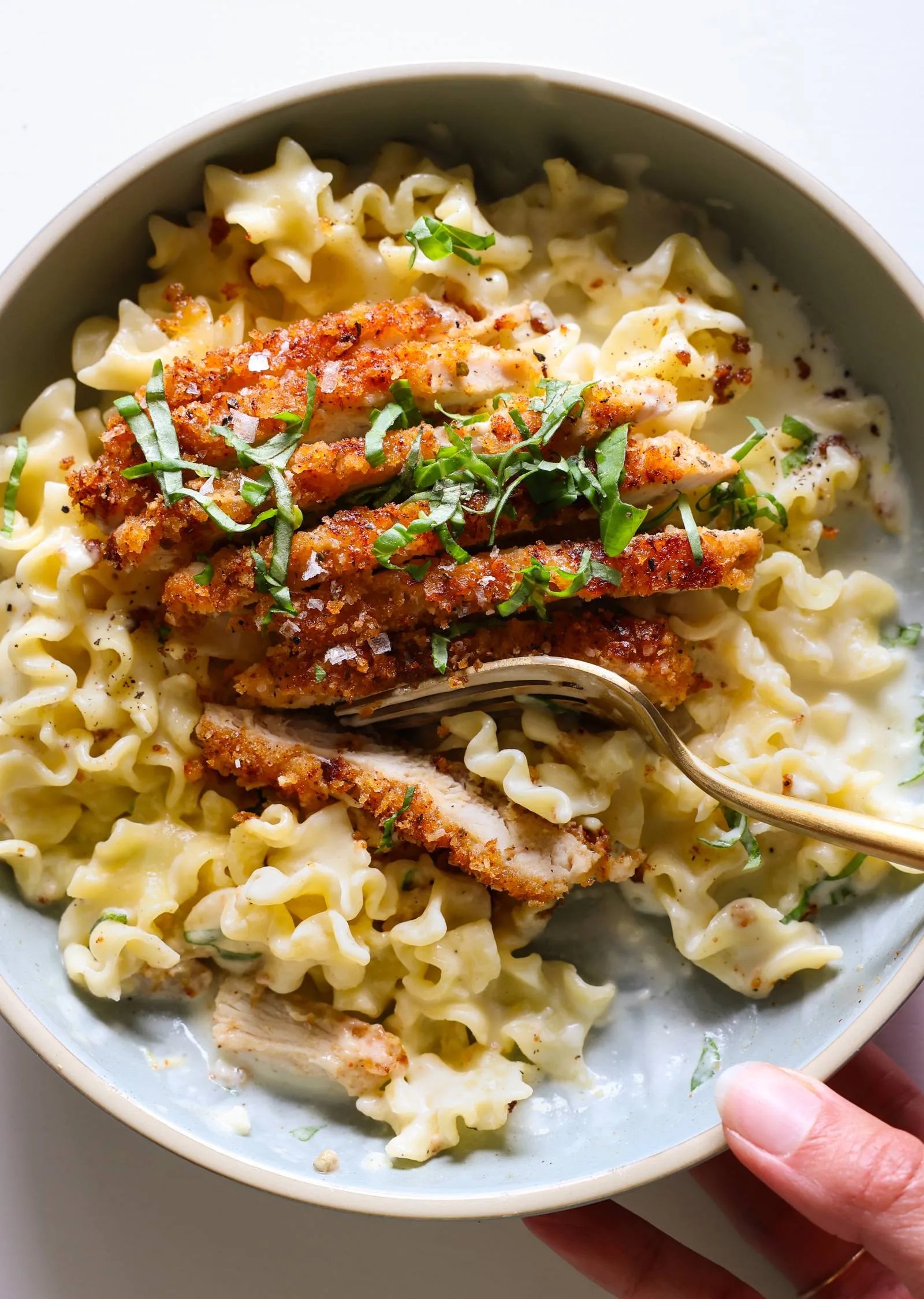Crispy Parmesan Chicken With Creamy Lemon Pasta
