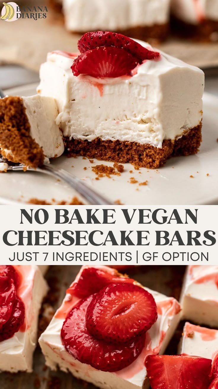 Vegan No Bake Cheesecake Bars