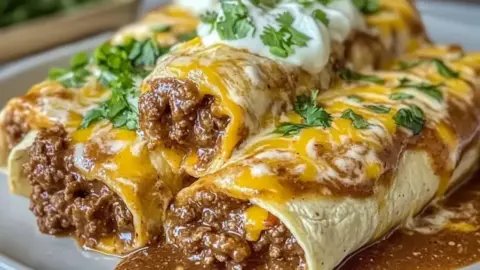 Savory Smothered Ground Beef Burritos with Creamy Chipotle Delight