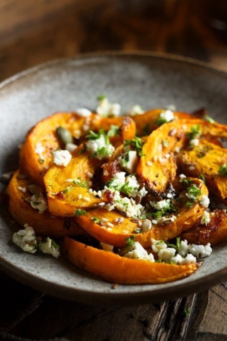 Potimarron rôti, feta et herbes