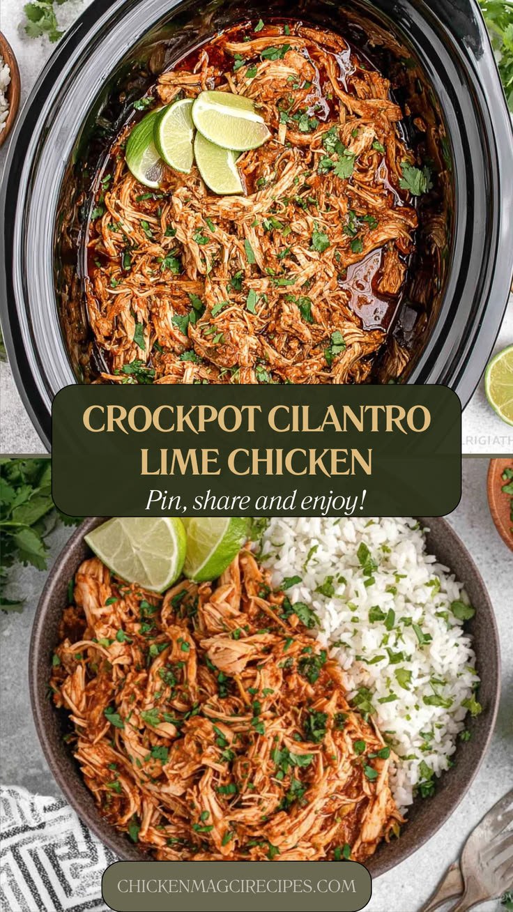 🌿🔥CROCKPOT CILANTRO LIME CHICKEN🔥🍋 (FRESH, ZESTY & DUMP-AND-GO EASY!)